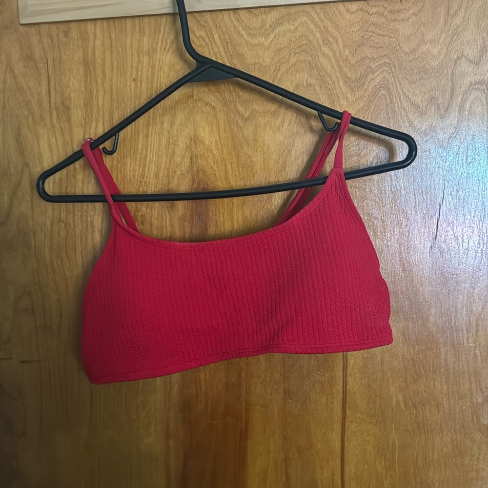 SHEIN RED BIKINI RIBBED TOP LARGE